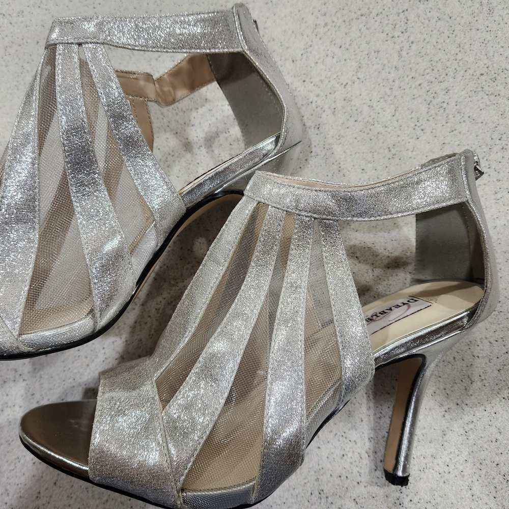Glamorous Silver Strappy Heels
